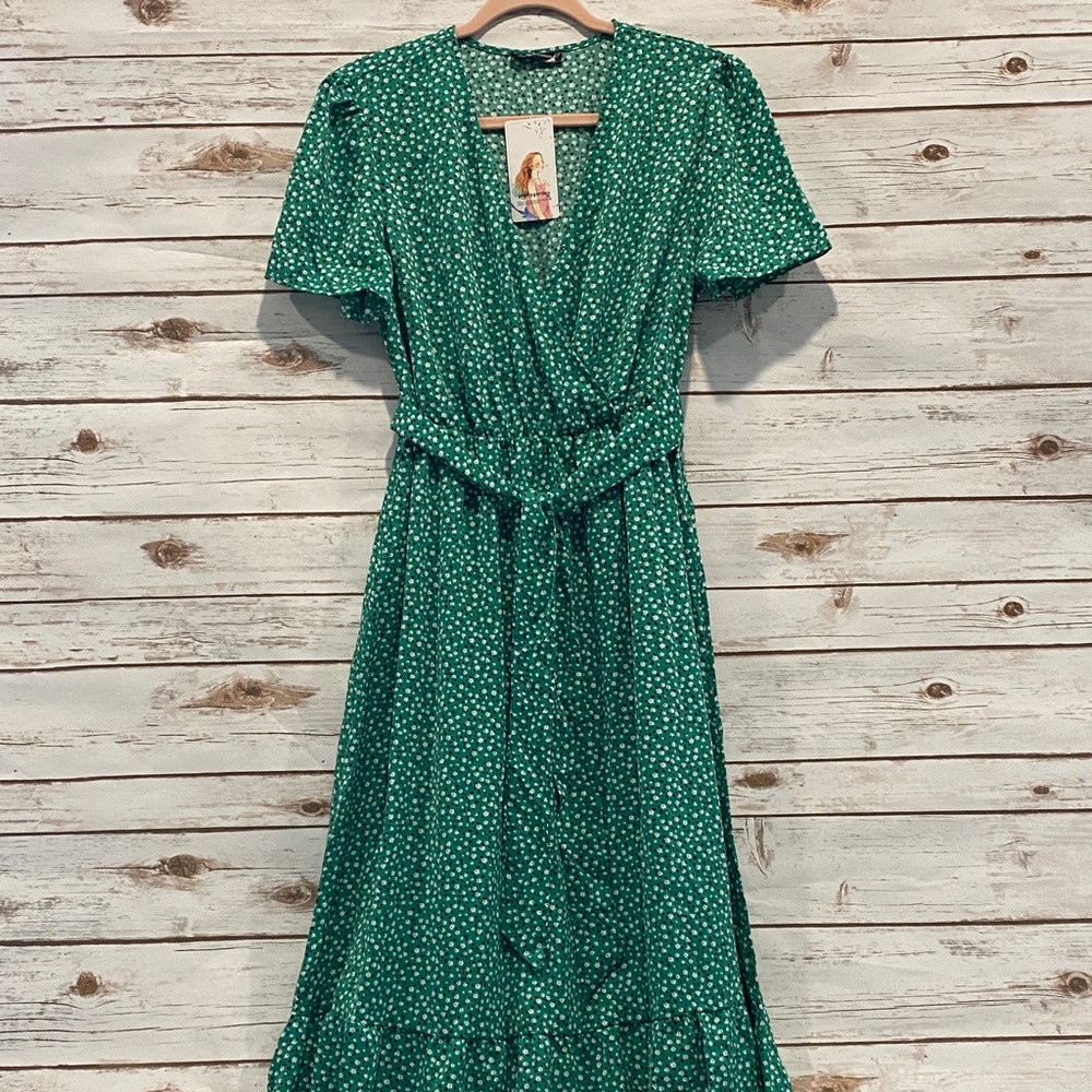 Green floral dress